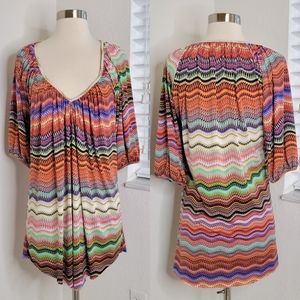 T-BAGS LOS ANGELES Multi-Colored V-Neck Dress XS.
